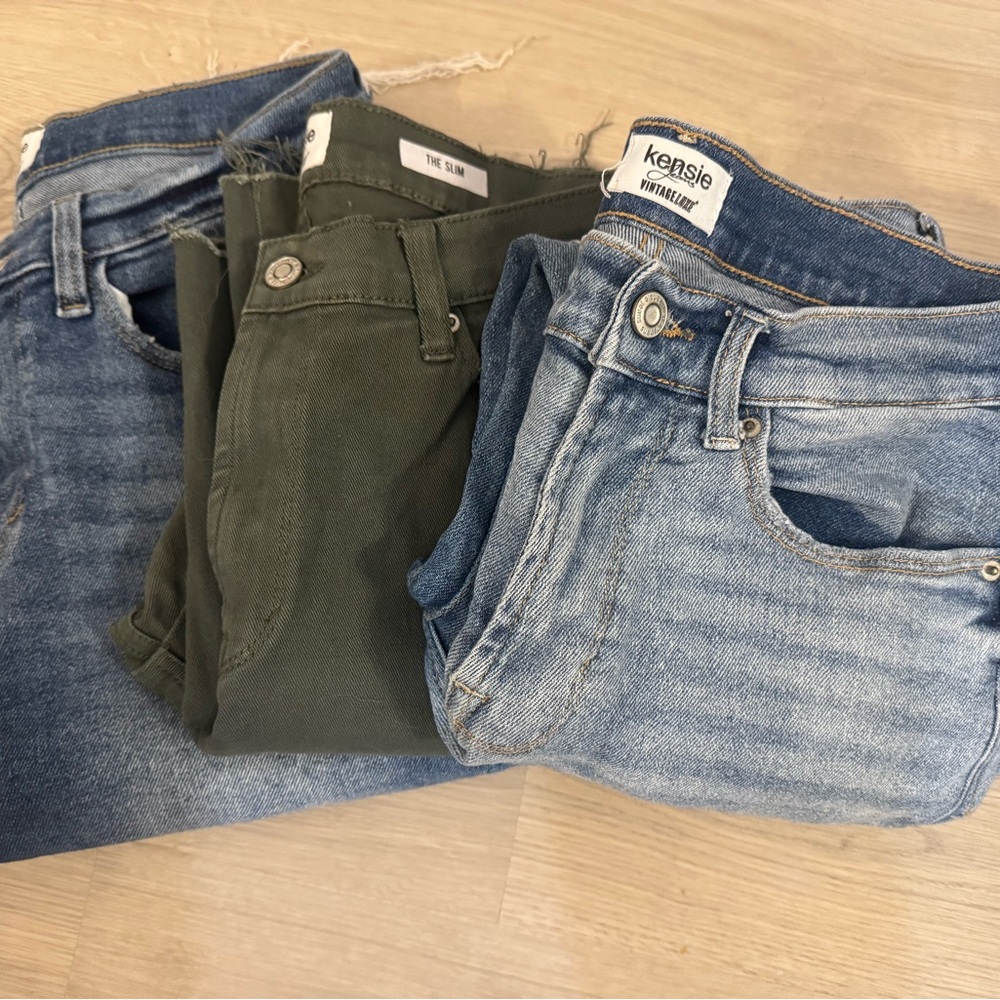 Kensie Blue and Green Women's Crop Wide Leg & Skinny Jeans
